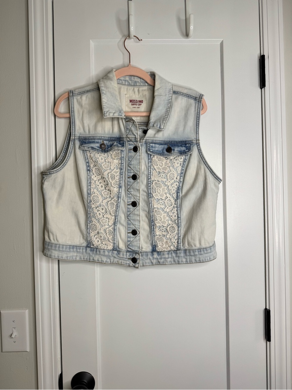 Mossimo Denim Vest with Lace panels